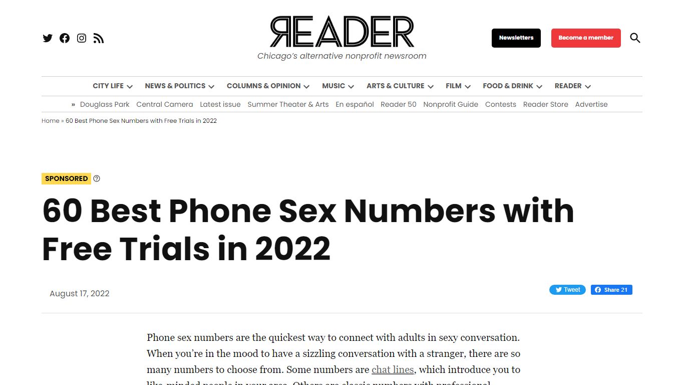 60 Best Phone Sex Numbers with Real Free Trials (2022) - Chicago Reader